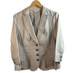 White House Black Market Womens Gray Blazer Jacket 12 Business Casual Stretch